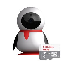 펭카 가정용 홈 IP네트워크 FULL HD 200만화소 CCTV 펭귄형 카메라 아기모니터, 펭카 + SD메모리 카드 32GB