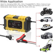 전기 팩 부품 DIY 호환 변환 12V 6A 스마트 배터리 충전기 오토바이 자동차 칼슘 젤 AGM 습식 납 산성 LiFe, 04 Red AU Plug, 한개옵션1