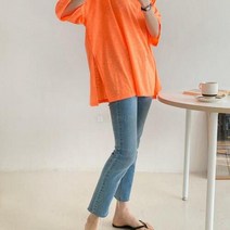 브이와이 VY 여자 박스핏 형광 사이드슬릿 SS 반팔티