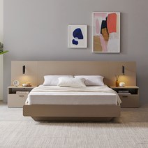 알파침대 엘레나 호텔식 평상형 침대프레임, 협탁 1개(좌), 모카브라운