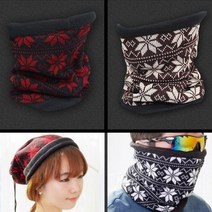 유니원마켓 겨울용품 이중니트 넥워머 1+1, 5.이중 니트눈꽃넥워머-브라운 1+1