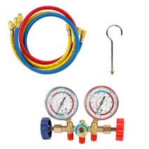 압력게이지 2500PSI 냉매 매니 폴드 게이지 세트 R12 R22 R404A R134A 용 호스 및 후크가있는 에어컨 도구, [01] 2500PSI
