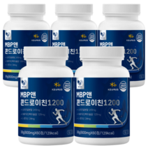 헬시알엔 MBP앤콘드로이친1200 600mg 60정 x 5박스(5개월) 미국산상어연골 유단백 L-로이신 뼈관절건강과 단백질보충을 한번에