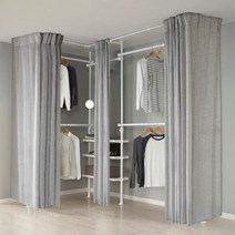 왕자 뉴드레스룸 코너형4폴_밀폐 타공선반_941_솔리드, 1.솔리드_화이트_941_SW