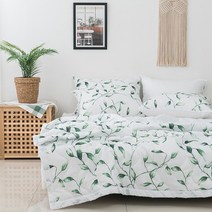 Q 퀸 유칼립 패턴 인견 여름이불 베개커버 세트.니두스(무료배송)