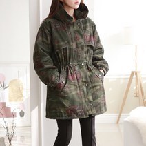 가을 겨울 40-50-60대 중년 미시 여성 엄마옷 줌마룩 누빔 안감 밀리터리 카모플라워 후드 야상 사파리 자켓 점퍼