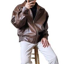 봄 가을 오버핏 레더 자켓 유광 투웨이 카라 블레이저 캐주얼 가죽자켓 남녀공용