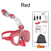코골이방지기구 양압기 고치는법 수면무호흡증 입벌림방지 밴드 스노클링 마스크 foldable anti-fog dive mask set with full dry top system, 빨간색, 초분