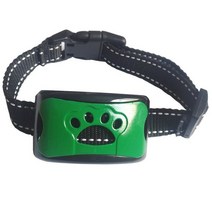 강아지 하울링 짖음방지기 목걸이 훈련용품 애완 동물 안티 짖는 장치 USB 전기 초음파 개 훈련 칼라 중지 진동 나무 껍질 Dropship, green footprint