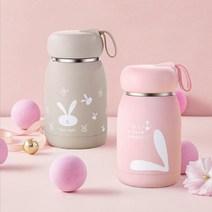 1+1 보온보냉 미니 토끼 텀블러, 핑크+핑크