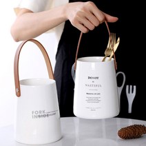 메이앤홈 가죽스트링 도자기 수저통, 1개, FORK INSIDE