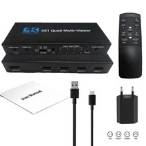 서브모니터 보조모니터 노트북보조모니터 포터블모니터 4k hdmi multiviewer 4x1 1080p quad screen multi viewer 4 in 1 seamless, EU 전원 어댑터