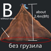 Finefish-Gillnet 캐스트 네트워크 싱커 포함 및 미포함 수동 던지는 낚시 그물 미니 소형 메쉬, [14] B48 no sinker