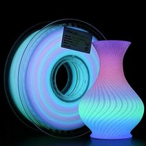 AMOLEN 3D 프린터 필라멘트 금속 PLA 필라멘트 1.75mm 자석 포함 20% 금속 철 파우더 포함 광택 적용 매트 블랙 PLA 3D 프린팅 필라멘트 +/ 0.03, Glow Rainbow-10m Color Change