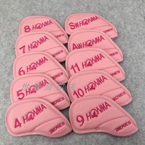 HONMA 골프채 커버 혼마 아이언커버 골프용품 버클헤드커버, HONMA 양면 자수 핑크