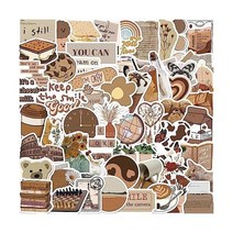 DAVANPAL 50PCS 식품 스티커 북 커피 비스킷 Vsco 에스테틱 보호 스티커 정크 저널 물병 노트북용 아이 러브 유 비닐 스크랩북 스티커 팩 가구용 빈티지 데코 디커플지