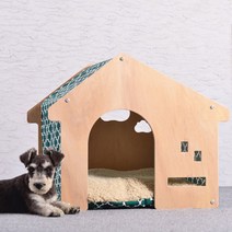 감성스터프 반려동물 강아지집 고양이 원목 텐트 하우스, 그린루이