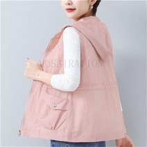 여성용 캐주얼 조끼 후드집업 민소매 자켓 베스트 봄 가을 간절기 WZB0805027
