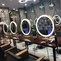 미용 및 이발소 미용실 메이크업 미러 양면 거울 데스크탑 Led 드레싱 미러 라운드 빛나는 미러, 50 직경 양면 빛나는 미러_다른