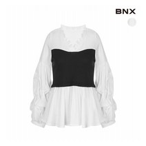 비엔엑스 BNX 여성 프릴넥 캉캉 배색 블라우스