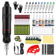 전문 문신 기계 세트 카트리지 바늘 포함 로타르 펜 키트 총 완료, 1세트, 01 black tattoo kit