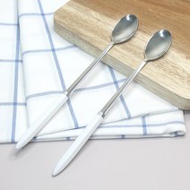 우드 디저트포크 스푼 카페 스텐 커트러리 디너 케이크, 스텐 롱 티스푼 2P (화이트) I152, 1개