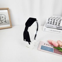 블랙 스웨이드 왕리본 헤어밴드