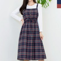 6628여자체크어깨끈원피스 티셔츠포함 데일리 웨어 데 _ 22132EA