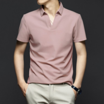 시원한노일실크소재 오픈브이넥5컬러 남성여름데일리룩티셔츠