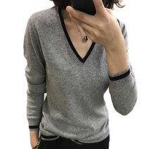 [루디아] 여성 브이넥 배색 니트
