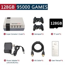 레트로 게임 PS1/PSP/DC/N64 117000 + 게임용 슈퍼 콘솔 X 큐브 4K 미니 TV 박스 비디오 2.4G 무선 패드 포함, Cube-128G-706W-2_UK