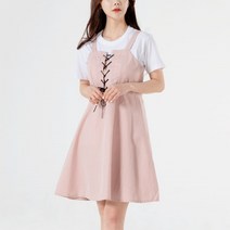 여자 봄 여름 뷔스티에 민소매 아일렛 귀여운 원피스
