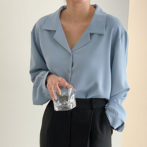 NewCare 여성 카라 셔츠 심플한 블라우스 데일리 카라셔츠