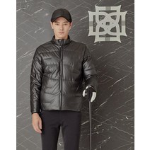 21FW [LUXURY TREND] 블랙 가죽 라이크 프리미엄 구스 다운 점퍼 DGJU1D814BK