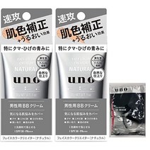 묶음 구매 uno (우노) 페이스 컬러 크리에이터 (내추럴) 남성 BB 크림 SPF30 PA 30gx2개 덤 남성용 아이브로우, 01.내추럴, 01.2개+사은품