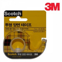 [사백몰] 3M 스카치 투명 양면 테이프 12mm x 6.35M 투명양면테이프 3M테이프 매직테이프 136 쓰리엠테이프 포장테이프
