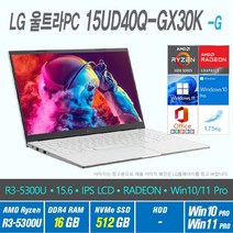 LG 울트라 PC 15UD40Q-GX30K +Win10 Pro / Win11 Pro 선택포함, WIN10 Pro, 16GB, 512GB, AMD RYZEN 5300U, 화이트