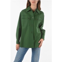 Alberta Ferretti RAW-CUT DETAILED 울 블렌드 OVERSHIRT 위드 더블 BREAST POC V050851360390, 40, Green