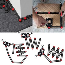 목공자 수평자 직각자 마킹자 각도기 눈금자 삼각자 연귀자 연기자 스퀘어 목공T자 눈금+각도 선긋기가능 타일 대리석 DIY작업 모양 COPY 각도자, 9관절형