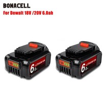 디월트호환배터리 전동공구배터리 dcb200 20v max xr 6.0ah 리튬 교체 dewalt 18v dcb184 dcb200 dcb182, 2 조각 6.0ah