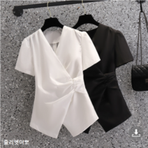 줄리엣이뽀 빅사이즈여성 여름 V넥 시원한 소재 스판성 좋은 블라우스 KJK-3717