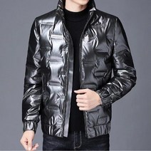 남성유광패딩 남성 다운 코튼 겨울 2021 새로운 트렌디한 짧은 두꺼운 빛나는 잘생긴 따뜻한 재킷