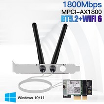 와이파이 6 PCI 익스프레스 무선 어댑터 블루투스 5.2 듀얼 밴드 802.11AX/AC MT7921 네트워크 카드 윈도우, 04 MPCI-AX1800