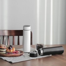 특이한텀블러 깔끔한디자인 304 스텐 LED 온도표시 텀블러 460ml_[230304EA], LED텀블러_화이트