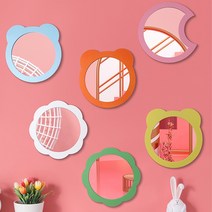 아크릴 안전거울 토끼 유아 아동 거울 어린이집 유치원 아크릴거울(둥근꽃은 일반 거울입니다), 03.둥근 꽃_분홍(유리)