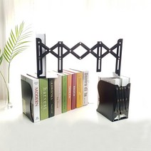 에트레인 접이식 철제 책꽂이 자유로운 길이조절 북앤드 자바라책꽂이 4칼라, 화이트