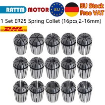 EU 풀 세트 ER25 2-16mm 두드리는 0.1mm 정밀 스프링 콜릿 CNC 밀링 선반 공구 조각 기계용 16 개