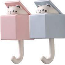 후니마켓 귀여운 벽걸이 후크 고양이 블루핑크2p, 1세트