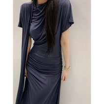 쿨에르제 반목 스카프 플레어 머메이드 롱 맥시 스판 슬림 원피스 3color