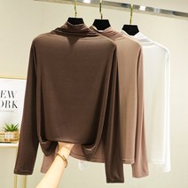 간절기 여성 목티 이너 티셔츠 폴라 모달 긴팔티